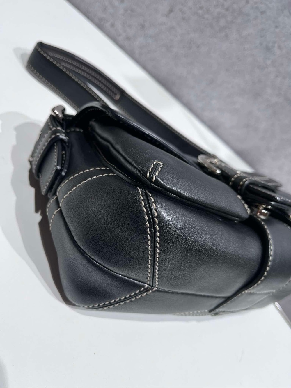 COACH Black Leather Shoulder Bag with Silver Buckle - Picture 9 of 12